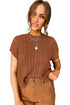 Crew Neck Cable Knit Short Sleeve Sweater
